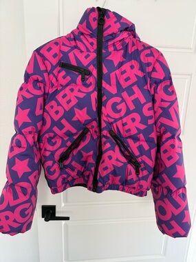 Goldbergh Pink and Purple Logo Star Puffer Jacket